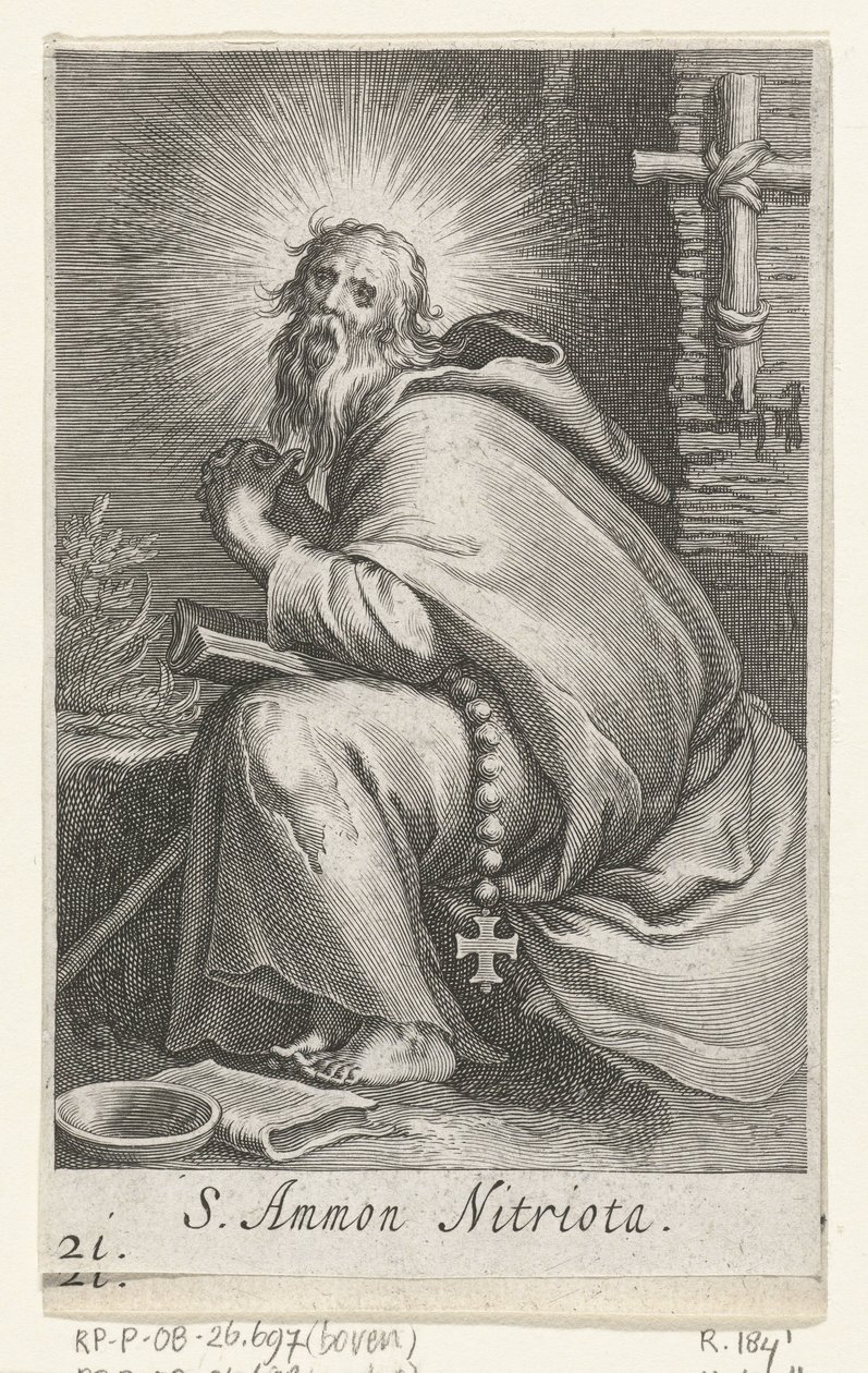 Bir keşiş olarak Aziz Ammonius Büyük S. Ammon Nitriota (nesne üzerindeki başlık) Hermits (dizi adı) Sacra eremvs ascetarvm (dizi başlığı) by Boëtius Adamsz. Bolswert