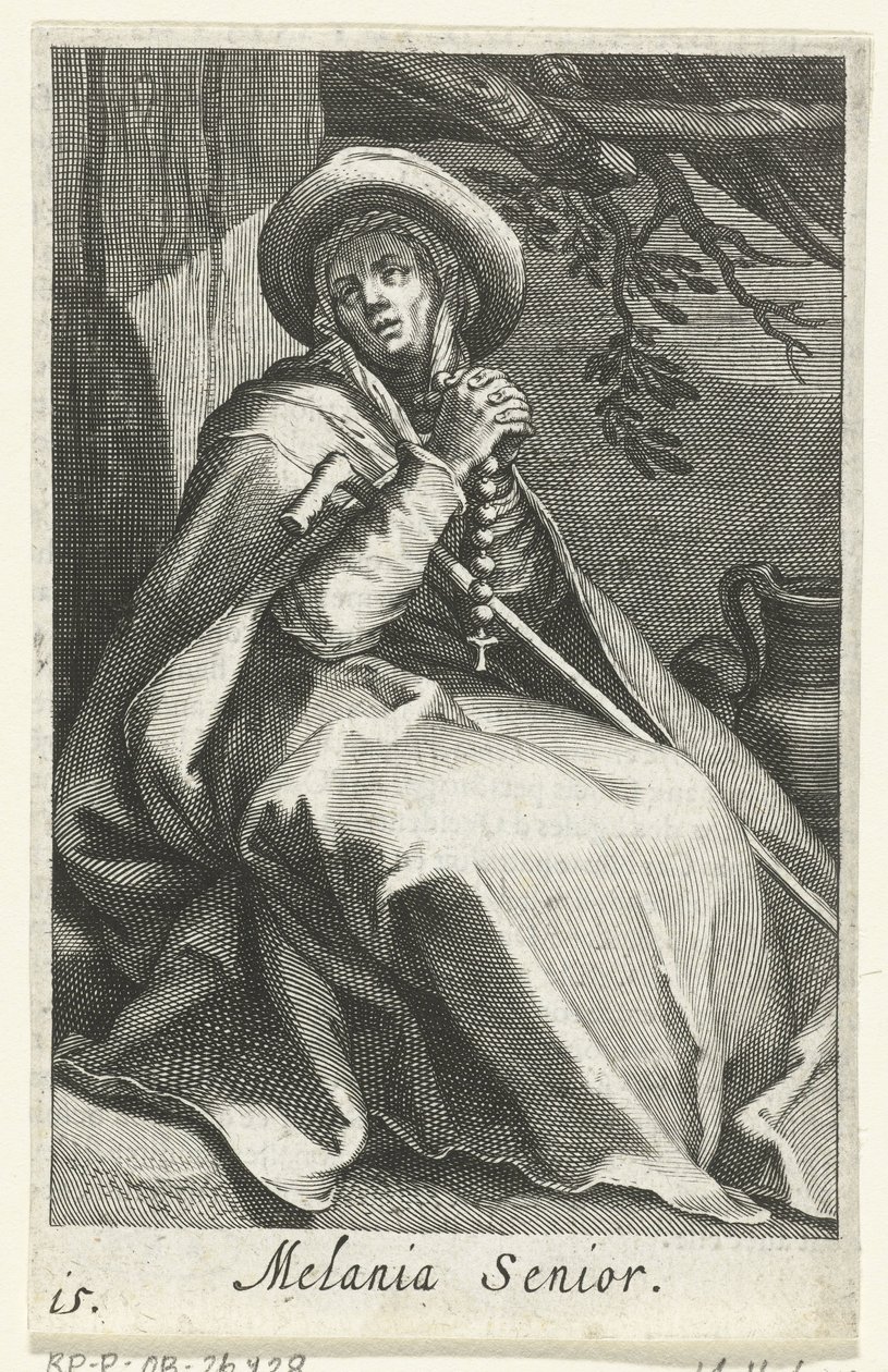 Aziz Melania Elder Hermitess olarak Melania Kıdemli (nesne üzerindeki başlık) Hermites (dizi adı) Sacra Eremus Ascetriarum (dizi adı) by Boëtius Adamsz. Bolswert