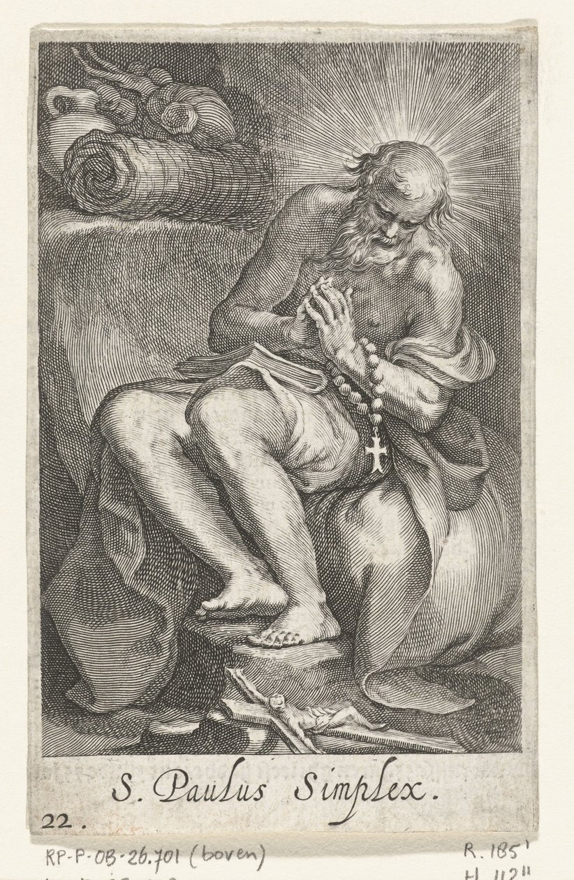 Bir keşiş olarak Mısır Aziz Paul S. Paulus Simplex (nesne üzerindeki başlık) Hermits (dizi adı) Sacra eremvs ascetarvm (dizi başlığı) by Boëtius Adamsz. Bolswert