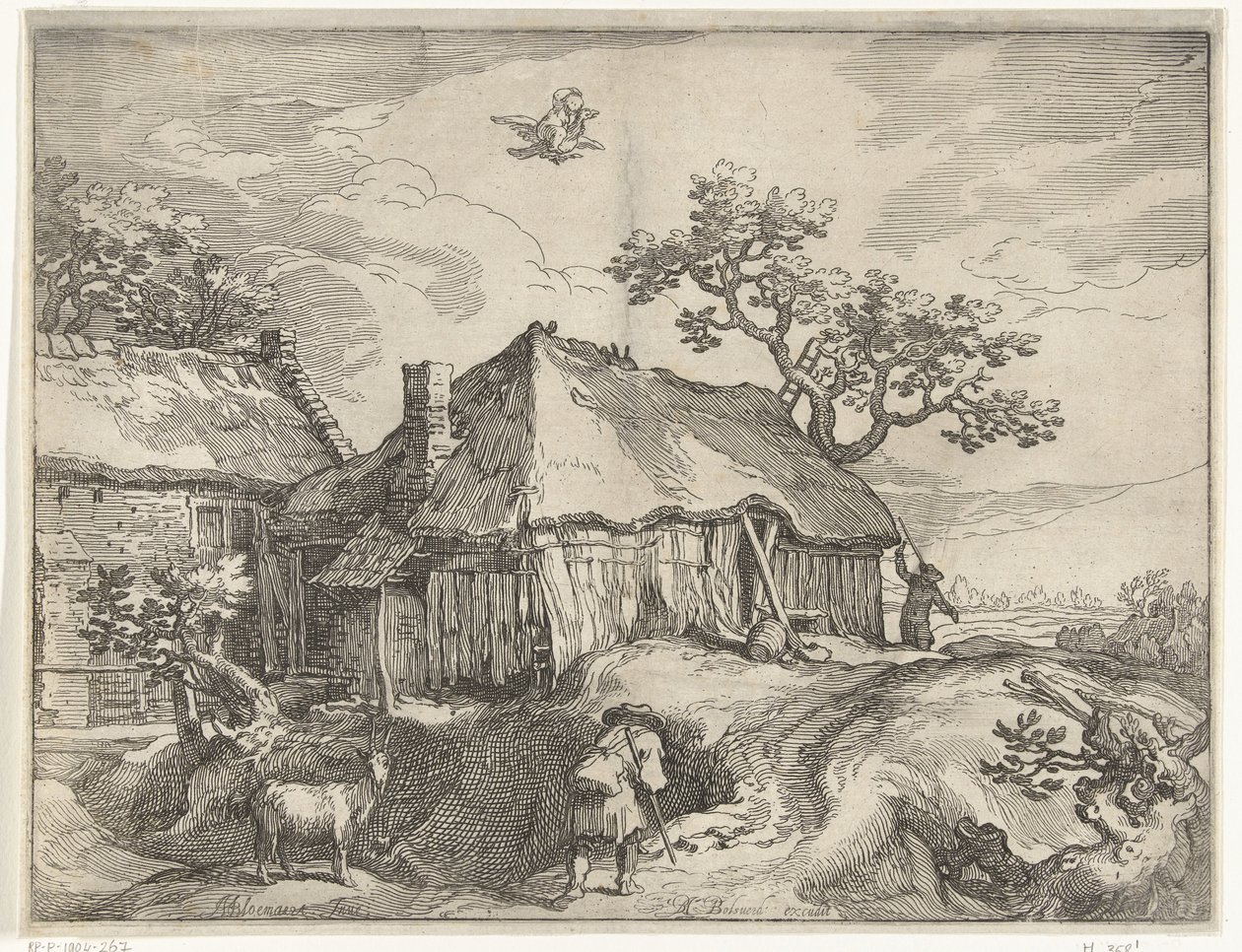 Çiftlik ve Ganymede soygunu ile manzara Kırsal yüzler by Boëtius Adamsz. Bolswert