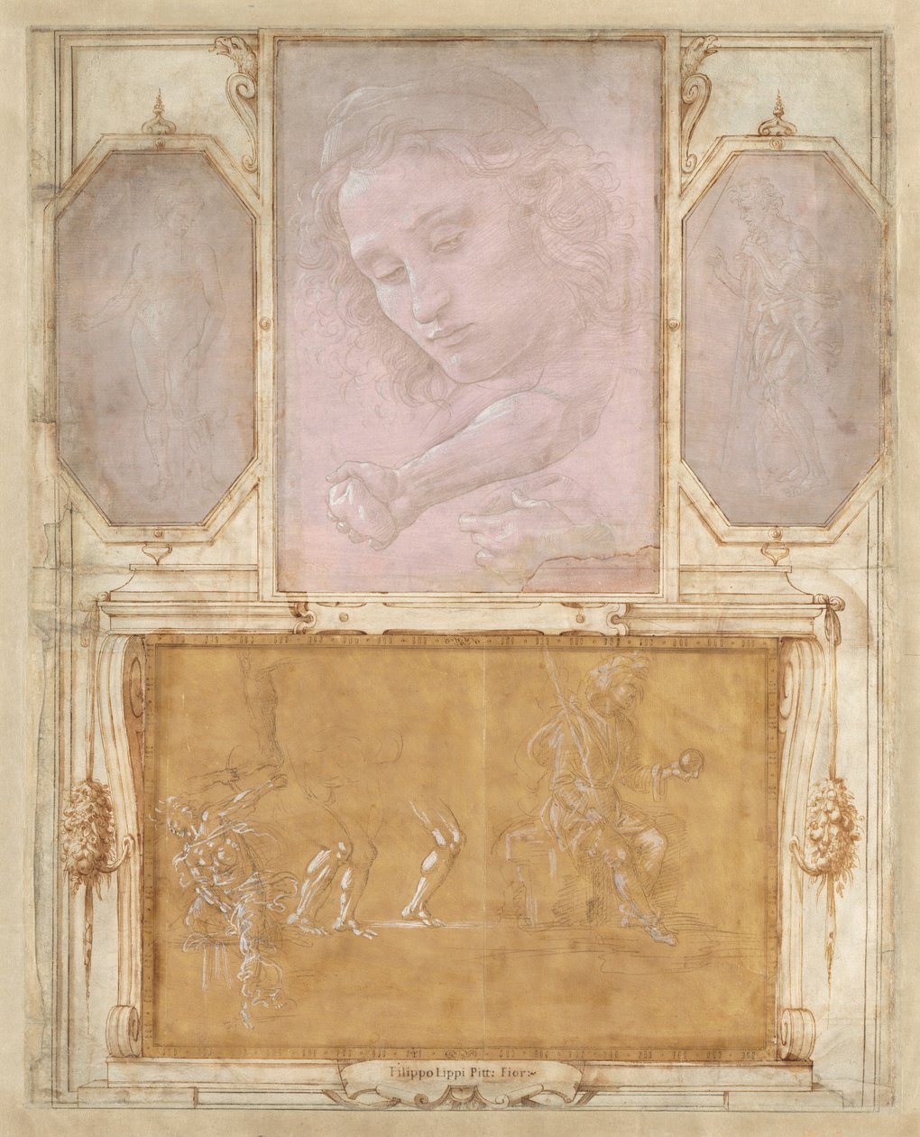 "Çizimler Kitabı" ndan sayfa by Botticelli Giorgio Vasari with drawings by Filippino Lippi and Raffaellino del Garbo