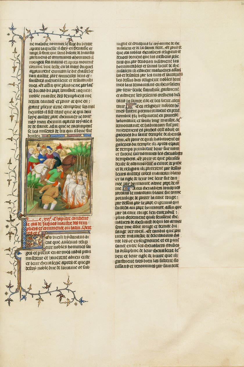 Tapınak Şövalyeleri, Fair Philip ve saray mensuplarının huzurunda yakıldı by Boucicaut Master Illuminator
