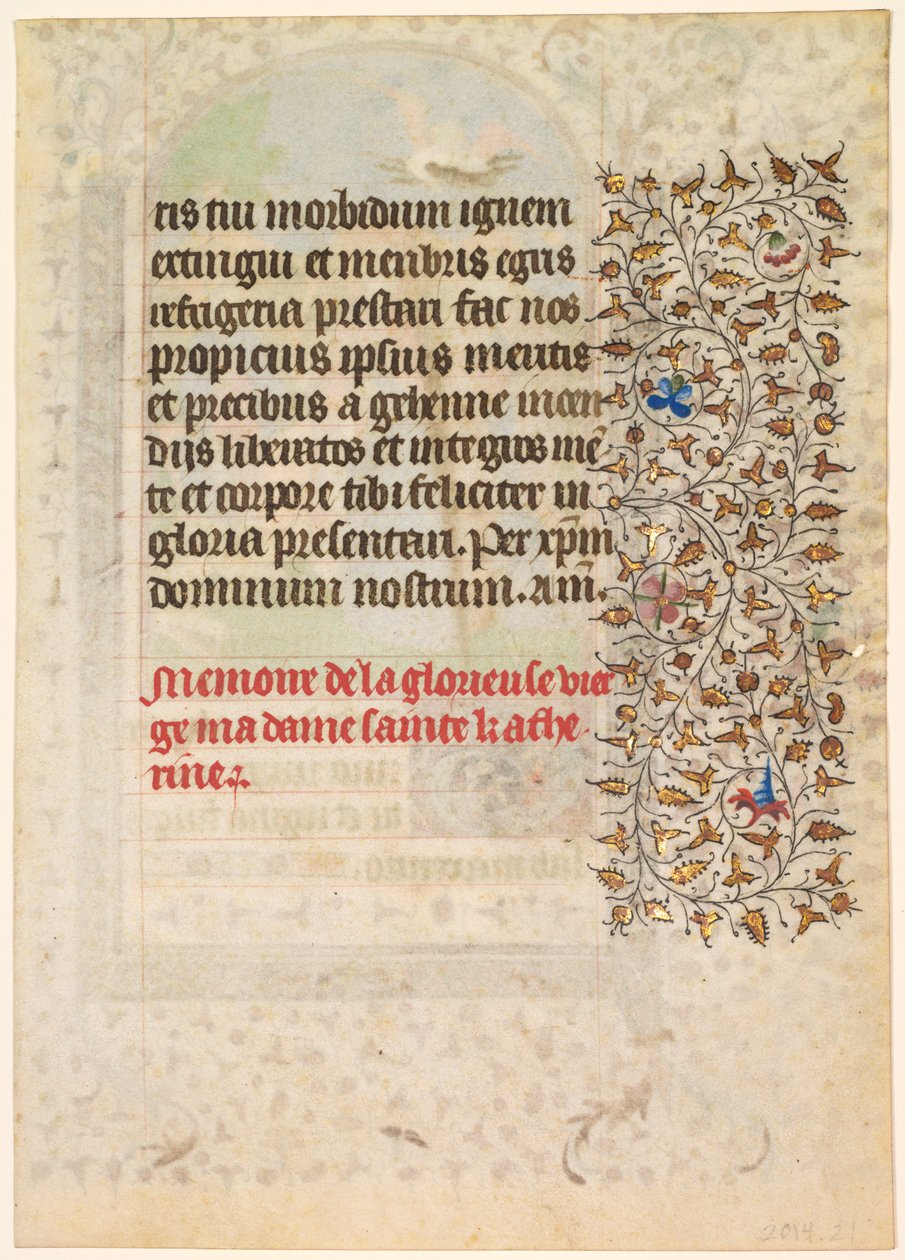 Saatler Kitabından Yaprak: Metin verso, c. 1415. by Boucicaut Master