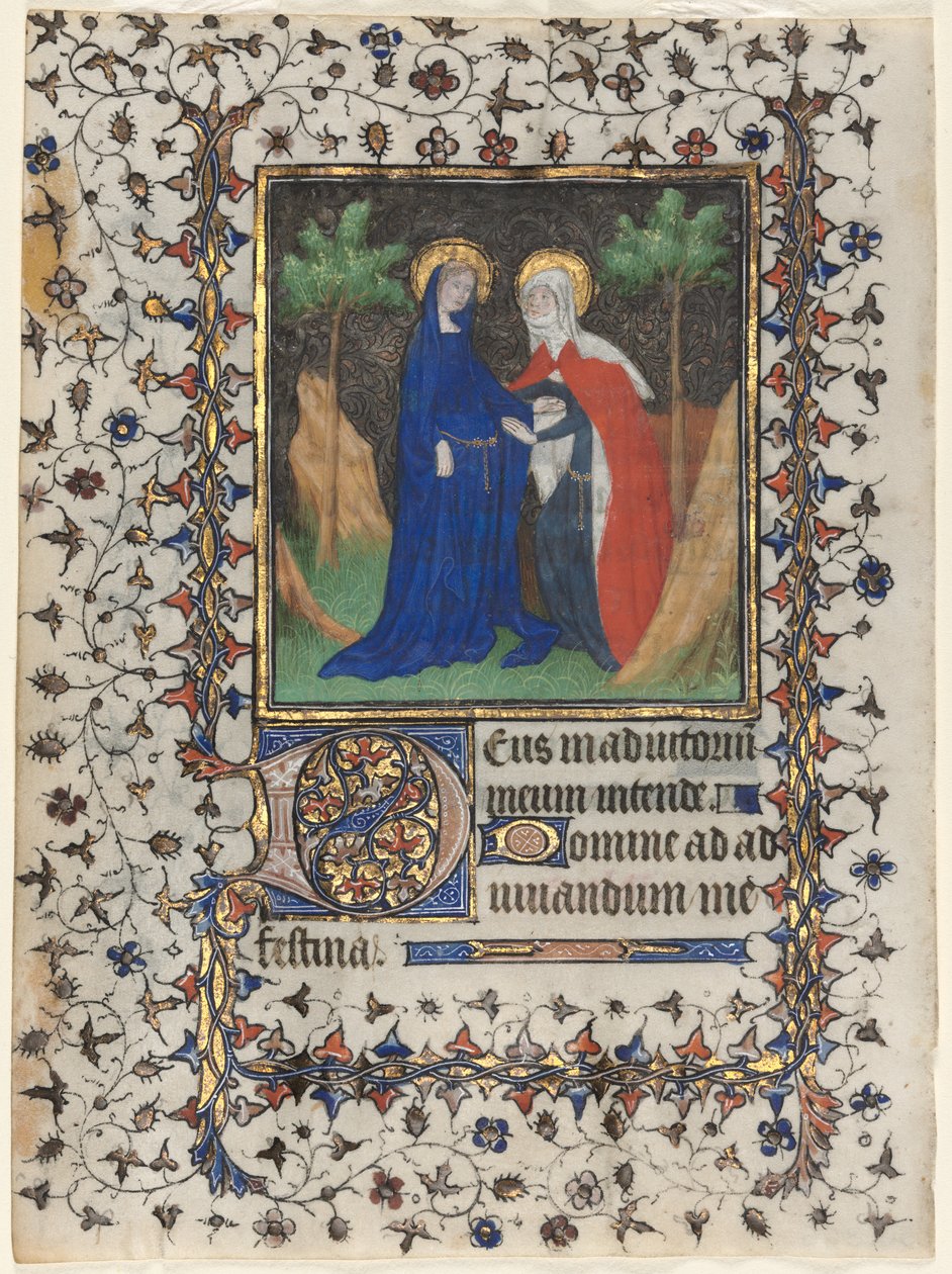 Saatler Kitabından Yapraklar: Yargıda Ziyaret ve İsa, c. 1415. by Boucicaut Master