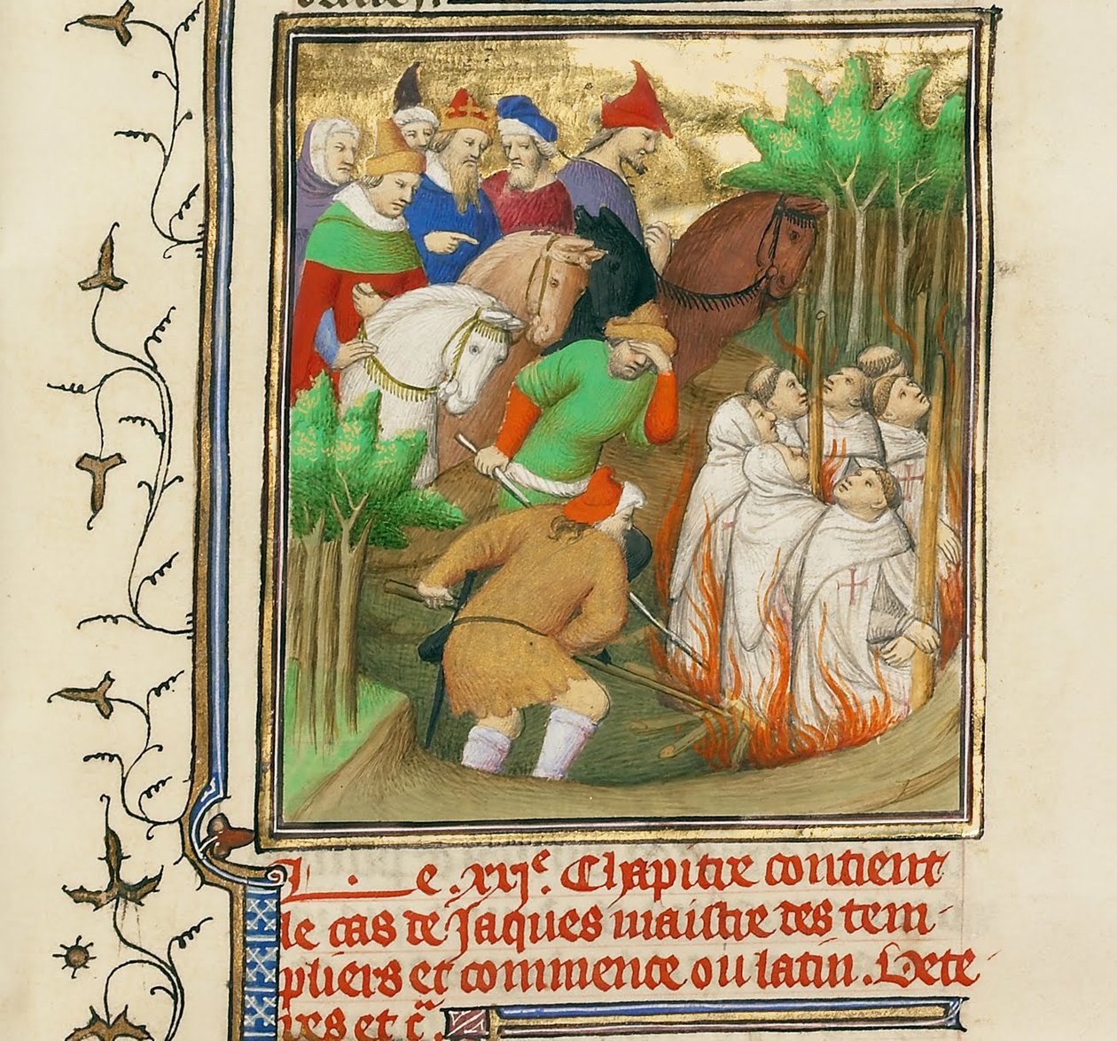 Tapınak Şövalyeleri, Güzel Philip ve Saray Üyelerinin huzurunda yakıldı, yaklaşık 1413-1415 by Boucicaut Master,
