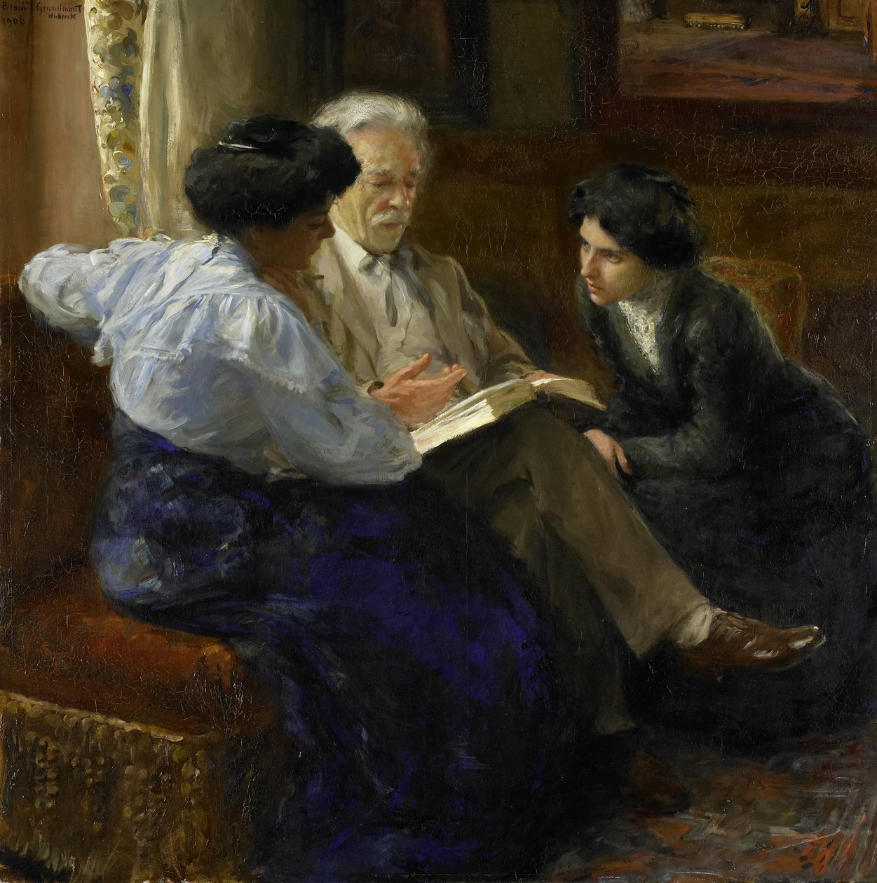 Alphons Marie Antoine Joseph Grandmont (1837-1909), Sanatçının ikinci kocası, iki İtalyan Kıza Özel Ders Veriyor by Bramine Hubrecht