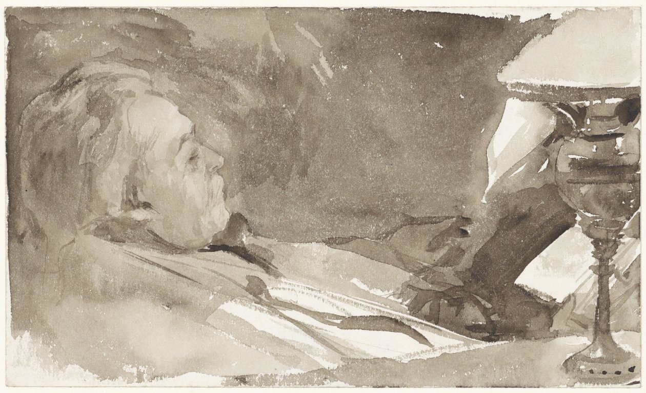 Alphons Marie Antoine Joseph Grandmont'un bir lambanın yanında okurken portresi by Bramine Hubrecht