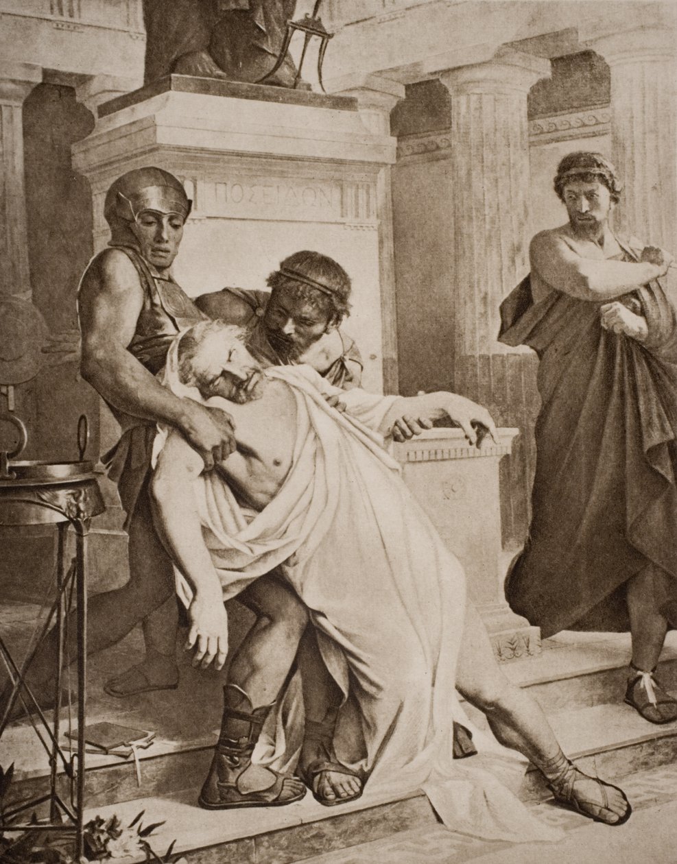 Demosthenes'in Ölümü, 1920'de yayınlanan HG Wells, Cilt I'in 'Tarihin Ana Hatları'ndan bir örnek by Bramtott