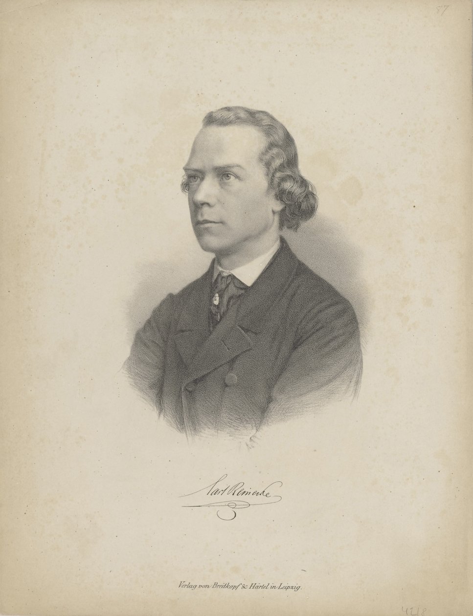 Piyanist ve besteci Carl Heinrich Carsten Reinecke'nin portresi 1824-1910, c. 1850. by Breitkopf and Härtel