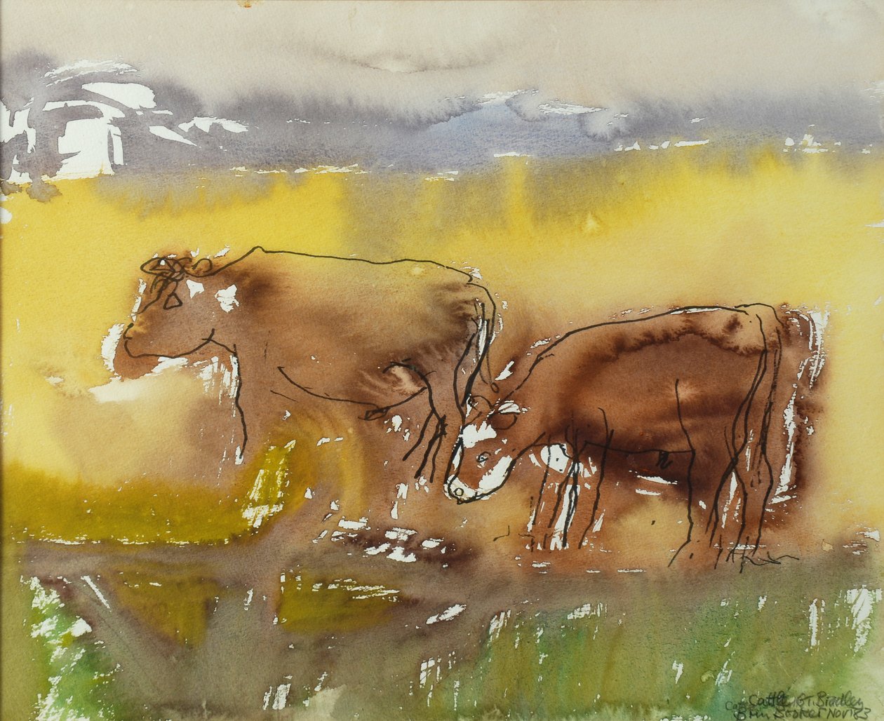 Çayırda Sığır, 1983 (kağıt üzerinde wc) by Brenda Brin Booker