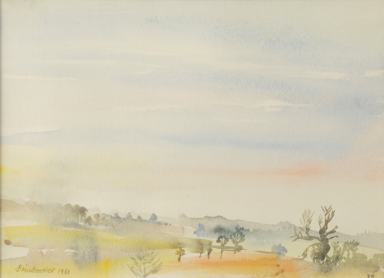 Manzara, Great Bradley, 1980 (kağıt üzerinde wc) by Brenda Brin Booker