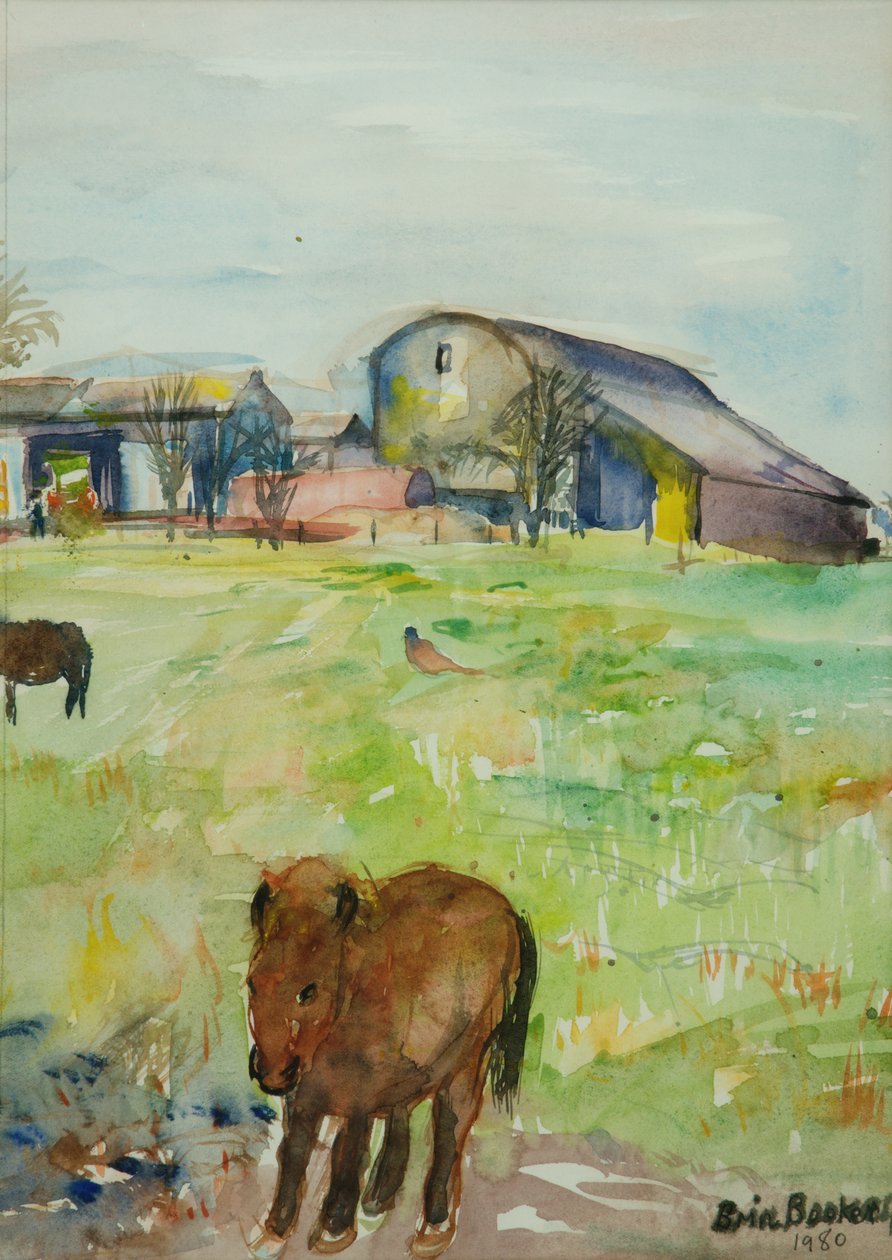 Pony in the Farm Meadow, East Green, 1980 (kağıt üzerinde wc) by Brenda Brin Booker