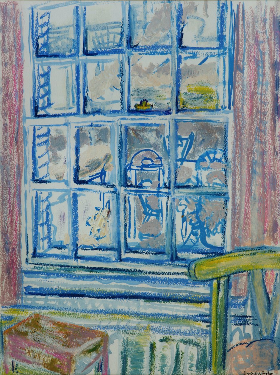 Yatak Odası Penceresi (kağıt üzerinde yağlı boya ve pastel) by Brenda Brin Booker