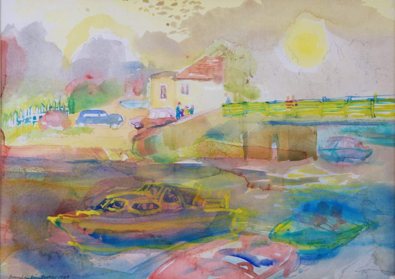 Nehir Kenarındaki Köy, 1989 (kağıt üzerinde wc) by Brenda Brin Booker