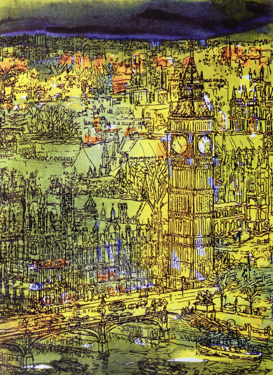 Westminster (kağıt üzerinde wc ve karışık ortam) by Brenda Brin Booker