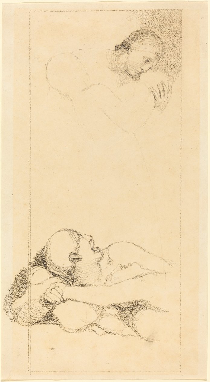Korkmuş Adam Yukarıya Bakıyor; kadın ve çocuklar by British 18th Century after John Flaxman