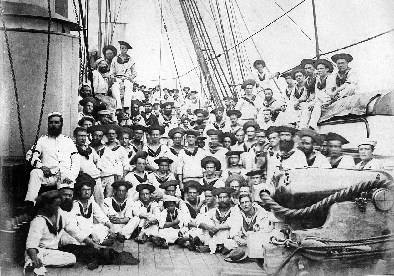 Gemideki şirket HMS Eclipse, c.1888 by British Photographer