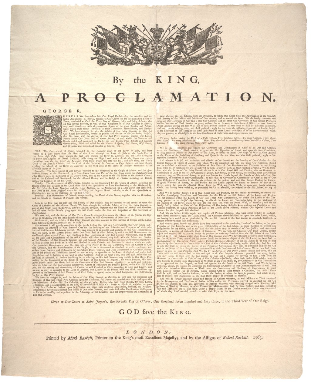 Bir Bildiri, 1763 by British School