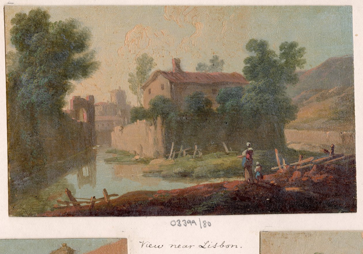Bir dizi eskiz, Büyük Britanya, Kıta ve Amerika 1772-1778'den görünümler (yağlı boya) by British School