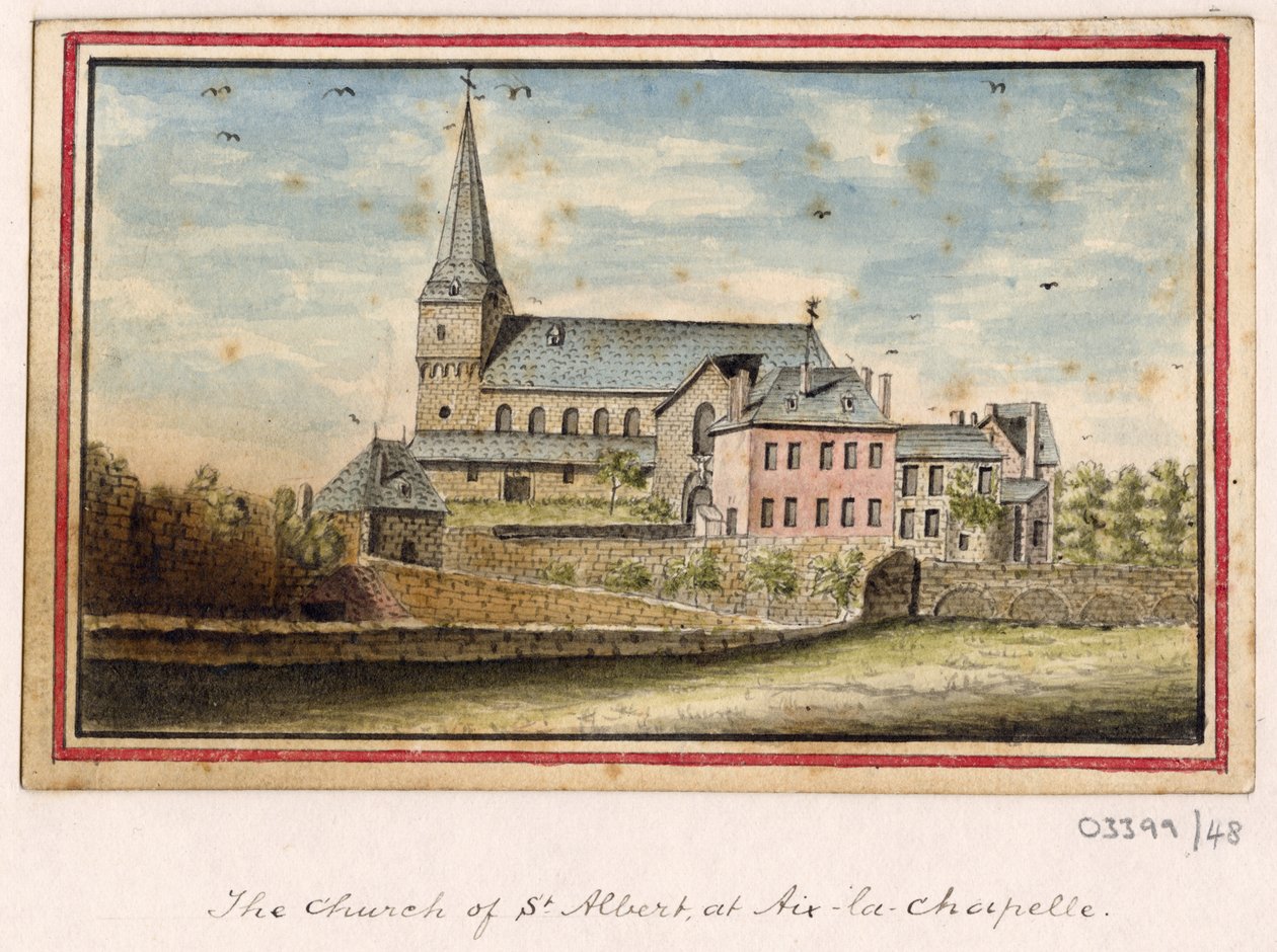 Bir dizi eskiz, Büyük Britanya, Kıta ve Amerika 1772-1778'deki görünümler (suluboya) by British School