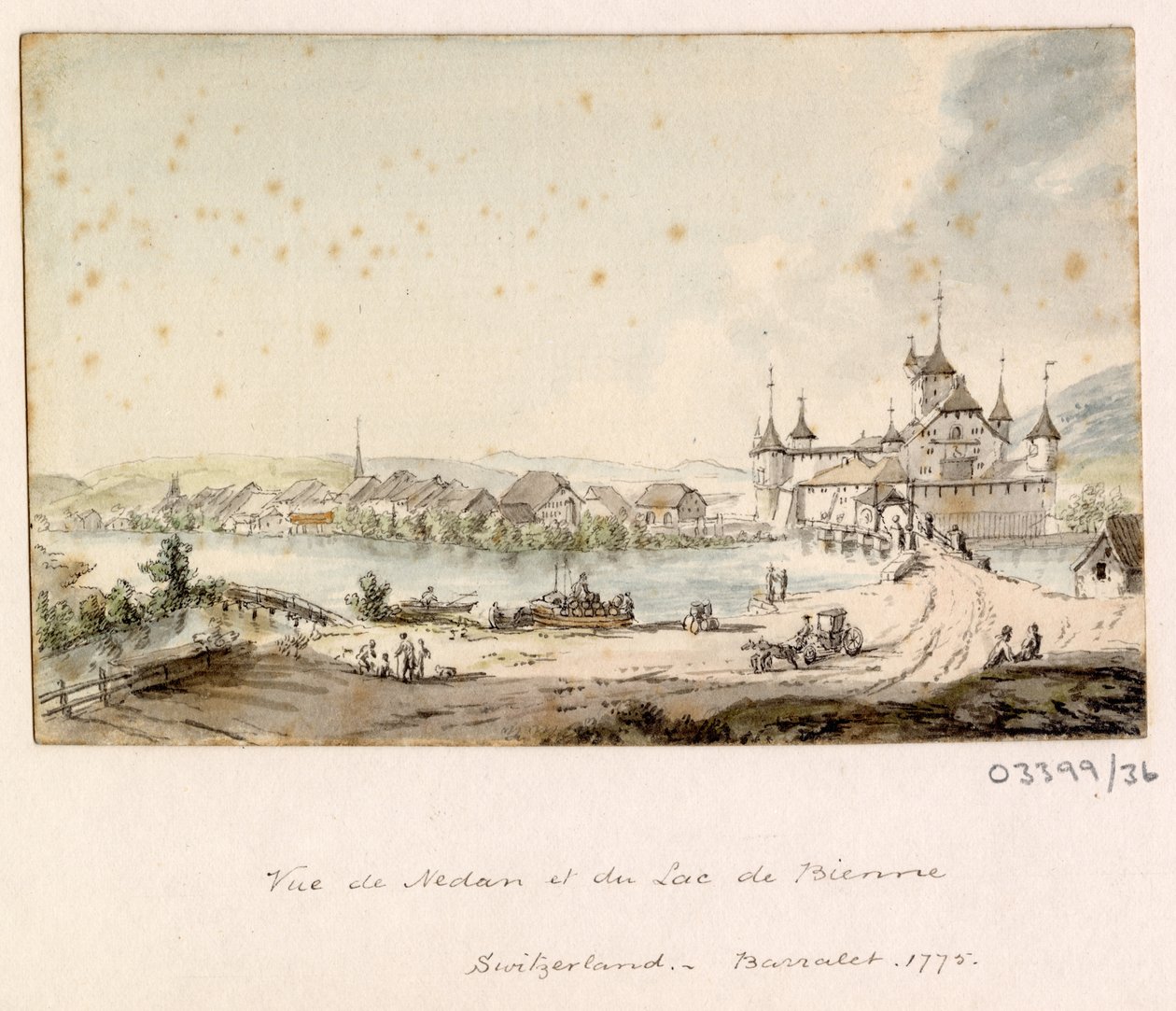 Bir dizi eskiz, Büyük Britanya, Kıta ve Amerika 1772-1778'deki görünümler (suluboya) by British School
