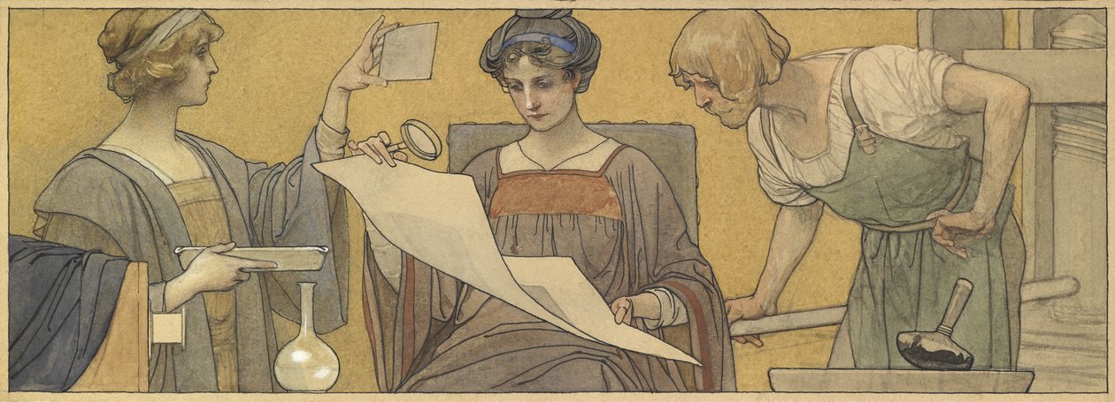 Bir Baskı ve Fotoğraf Alegorisi (kağıt üzerine gövde rengi ve kalem ve mürekkeple suluboya) by British School