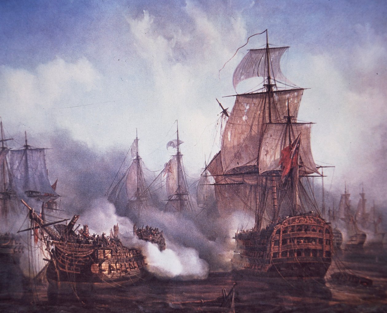 1805 yılında Trafalgar Savaşı (renkli taş) by British School