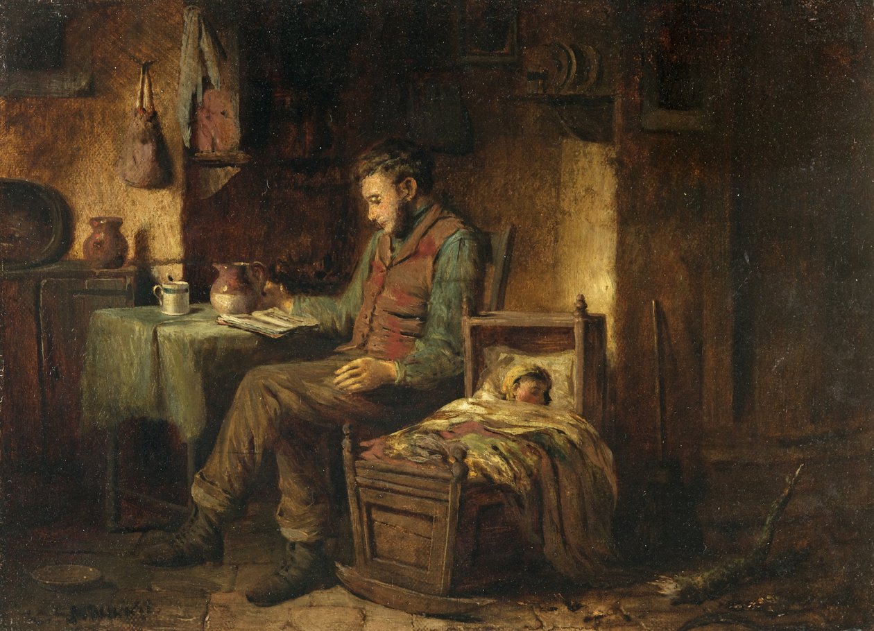 Ev Manzarası, c.1850 (tuval üzerine yağlı boya) by British School