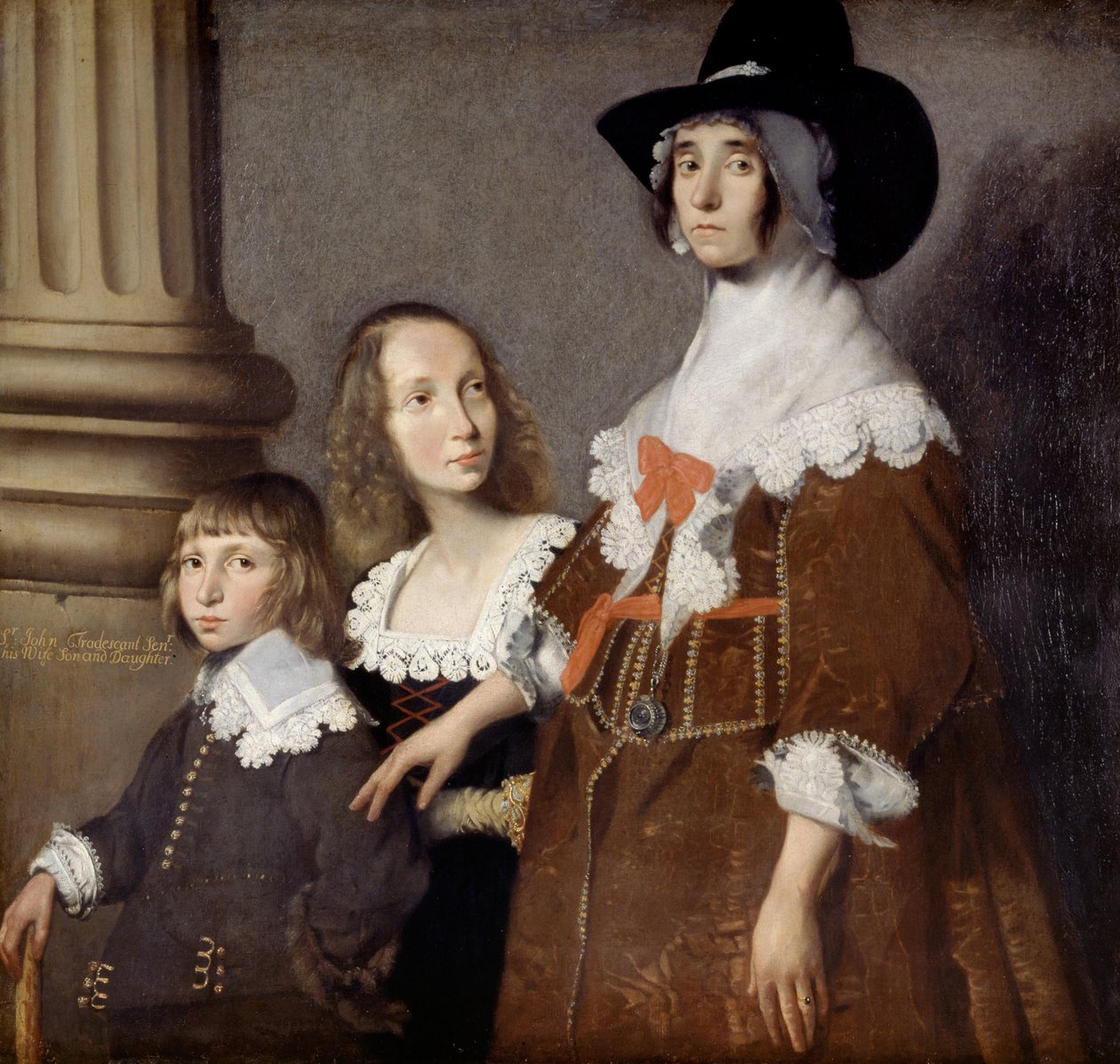 Hester Tradescant ve Üvey Çocukları, John ve Frances, c. 1644 by British School