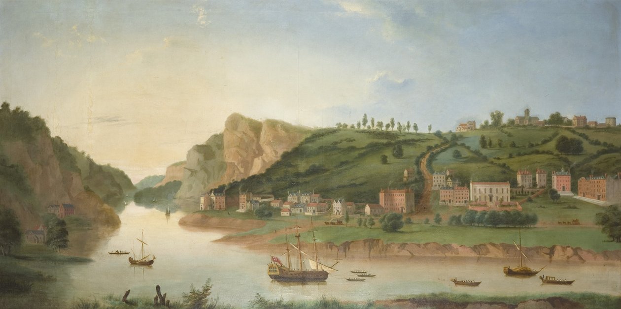 Avon Boğazı manzaralı Hotwells, 1730 dolayları (tuval üzerine yağlı boya) by British School