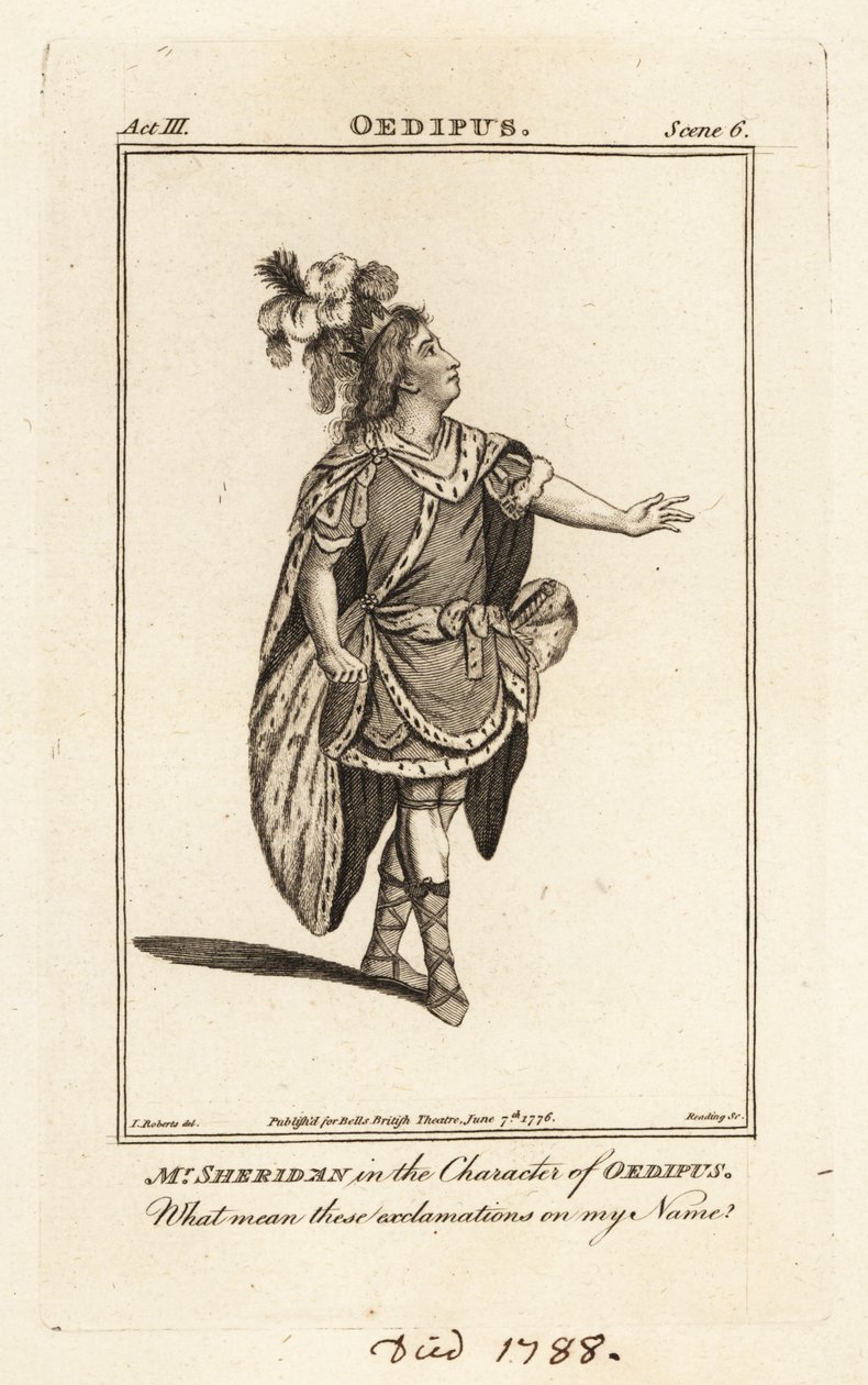 Bay Thomas Sheridan, John Dryden'ın Oedipus, Covent Garden Tiyatrosu'ndaki Oedipus karakterinde by British School