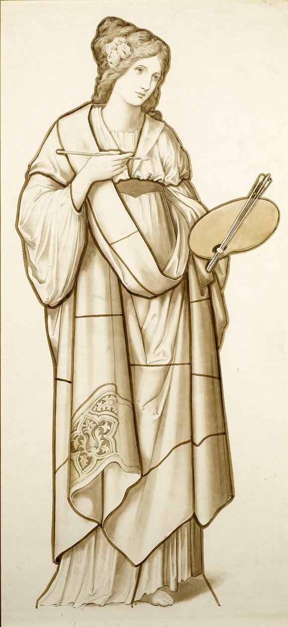 Resmin İlham Perisi – Vitray için Karikatür, 1890 dolayları (kağıt üzerine suluboya) by British School