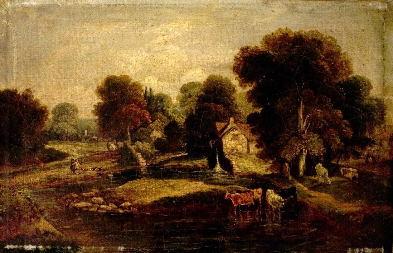 Old Mill, Norwich, Norfolk (tuval üzerine yağlı boya) by British School