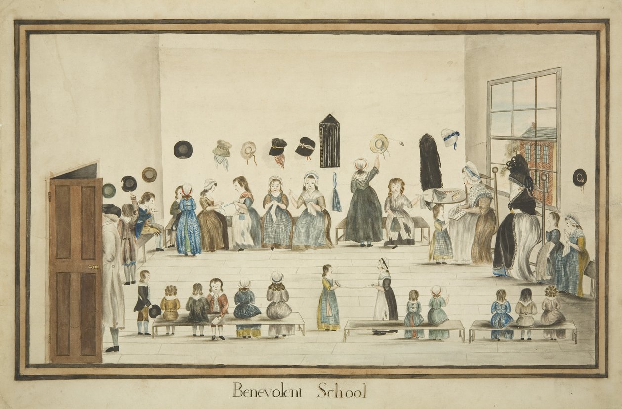 Hayırsever Okulu, c.1795 (kağıt üzerine suluboya ve mürekkep) by British School