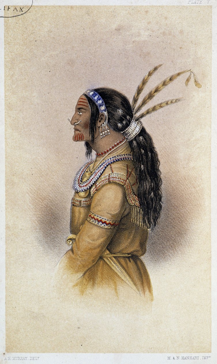 Savaşçı Kuteka Kutchin. Sir John Richardson tarafından “” Artic Searching Expedition: Sir John Franklin komutasındaki keşif gemilerini aramak için Rupert
