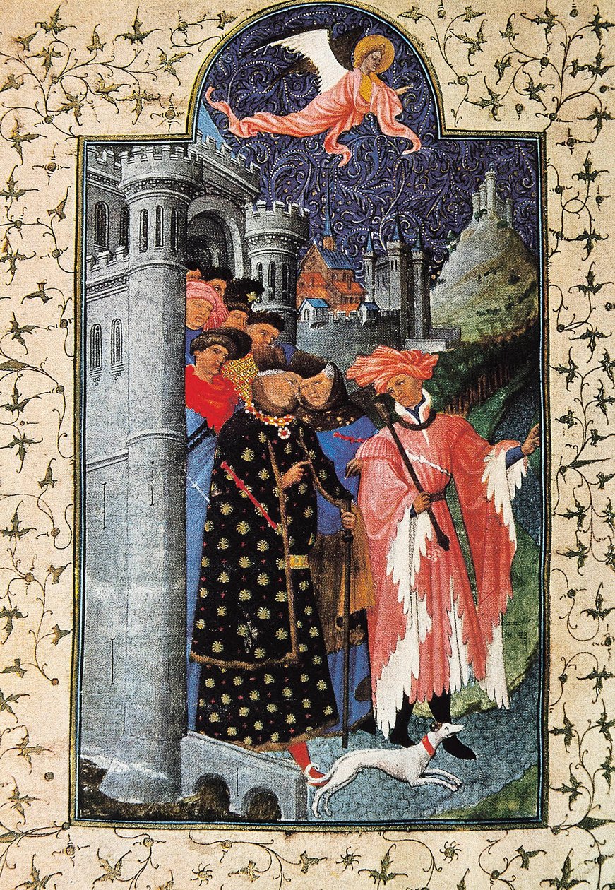Duke Jean de Berry (1340-1416) ve mülk yöneticisi. Jean Limbourg'un (1370-1416) "The Tres Riches Heures du Duc de Berry" için minyatürü, yaklaşık 1440 Paris. BN by Brothers Limbourg