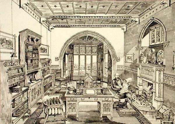 Bir Kütüphanenin İç Görünümü by Bruce James Talbert