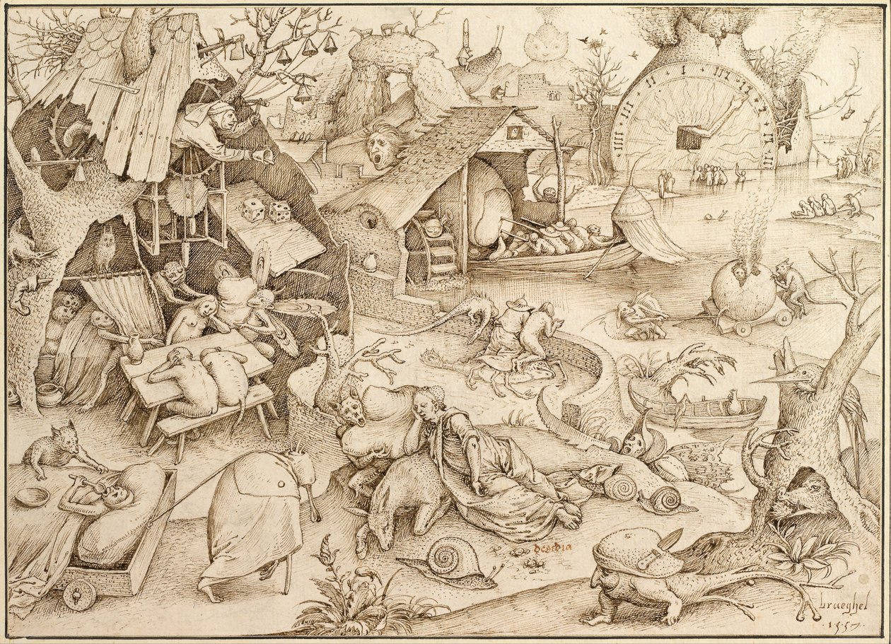 Acedia Tembellik Yedi Ölümcül Günah serisinden, 1557 by Bruegel
