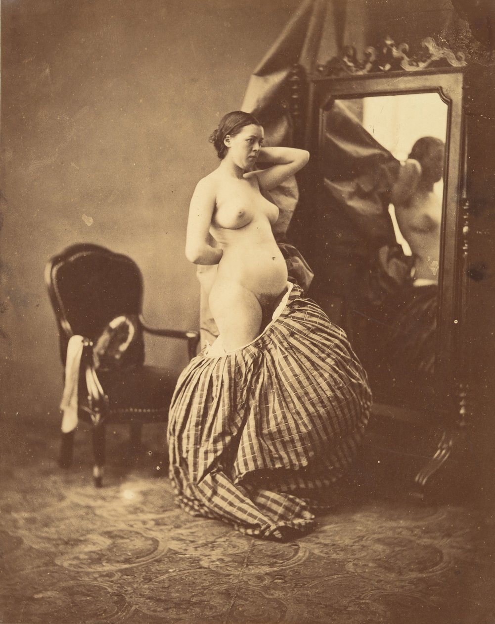 [Aynadan Önce Çıplak], yakl. 1857. by Bruno Braquehais