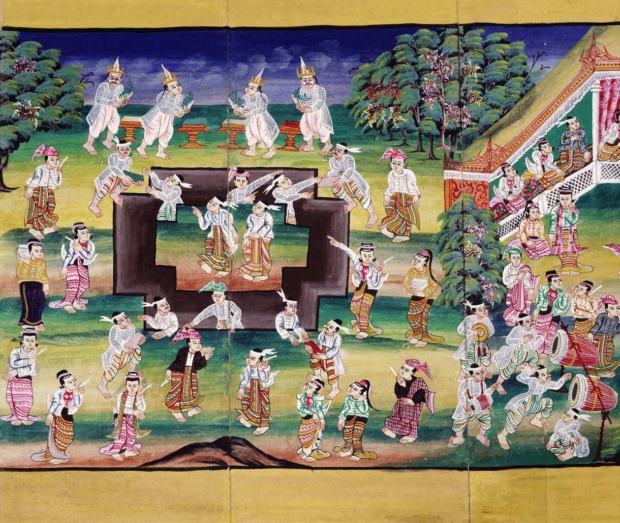 Liyakat sahnesi, bir el yazmasından sayfa by Burmese School