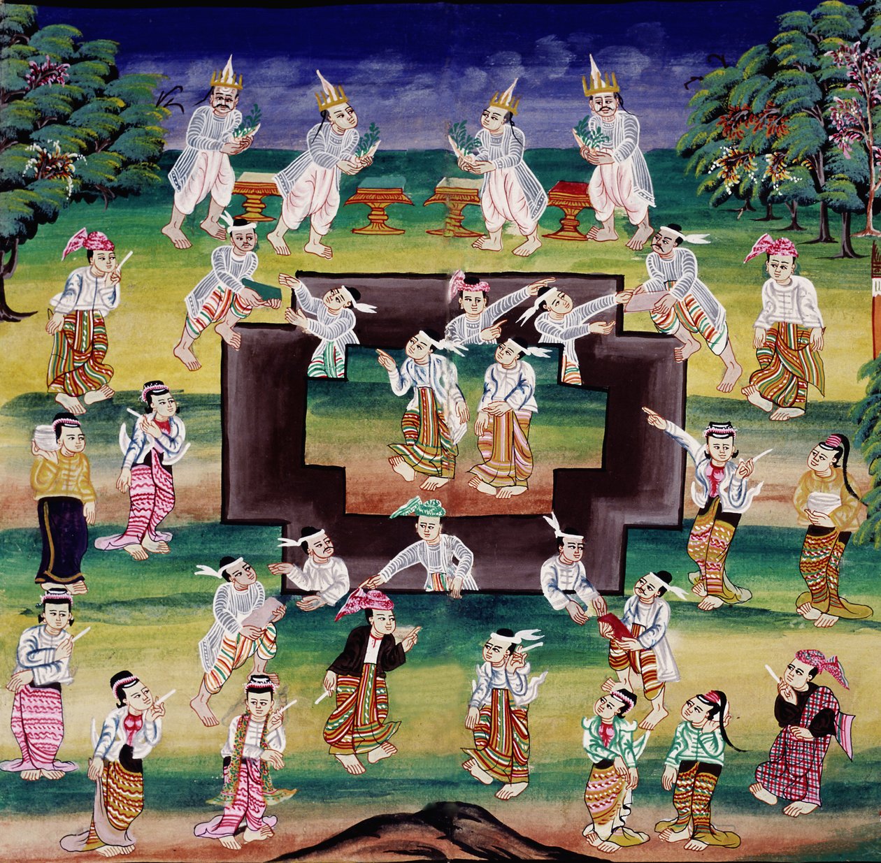 Liyakat sahnesi, bir el yazmasından sayfa by Burmese School
