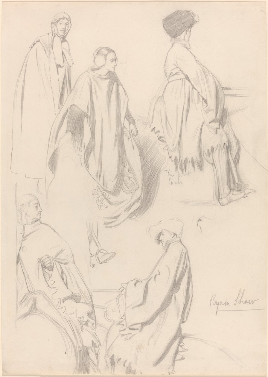 Ortaçağ Elbiseli Erkek ve Kadın Çalışmaları by Byam Shaw