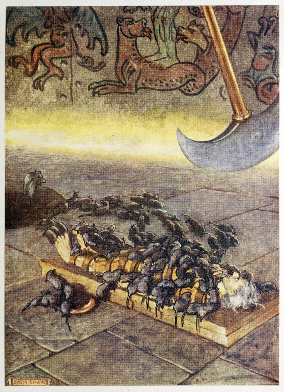 Selected Tales of Mystery, pub'dan "Sürekli biriken yığınlar halinde üzerime hücum ettiler." 1909 (renkli taş) by Byam Shaw