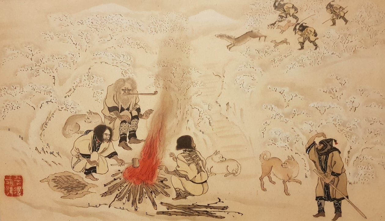 Sika Geyik Avı. The Ainu dizisinden, 19. Yüzyılın İkinci Yarısı.. by Byozan Hirasawa