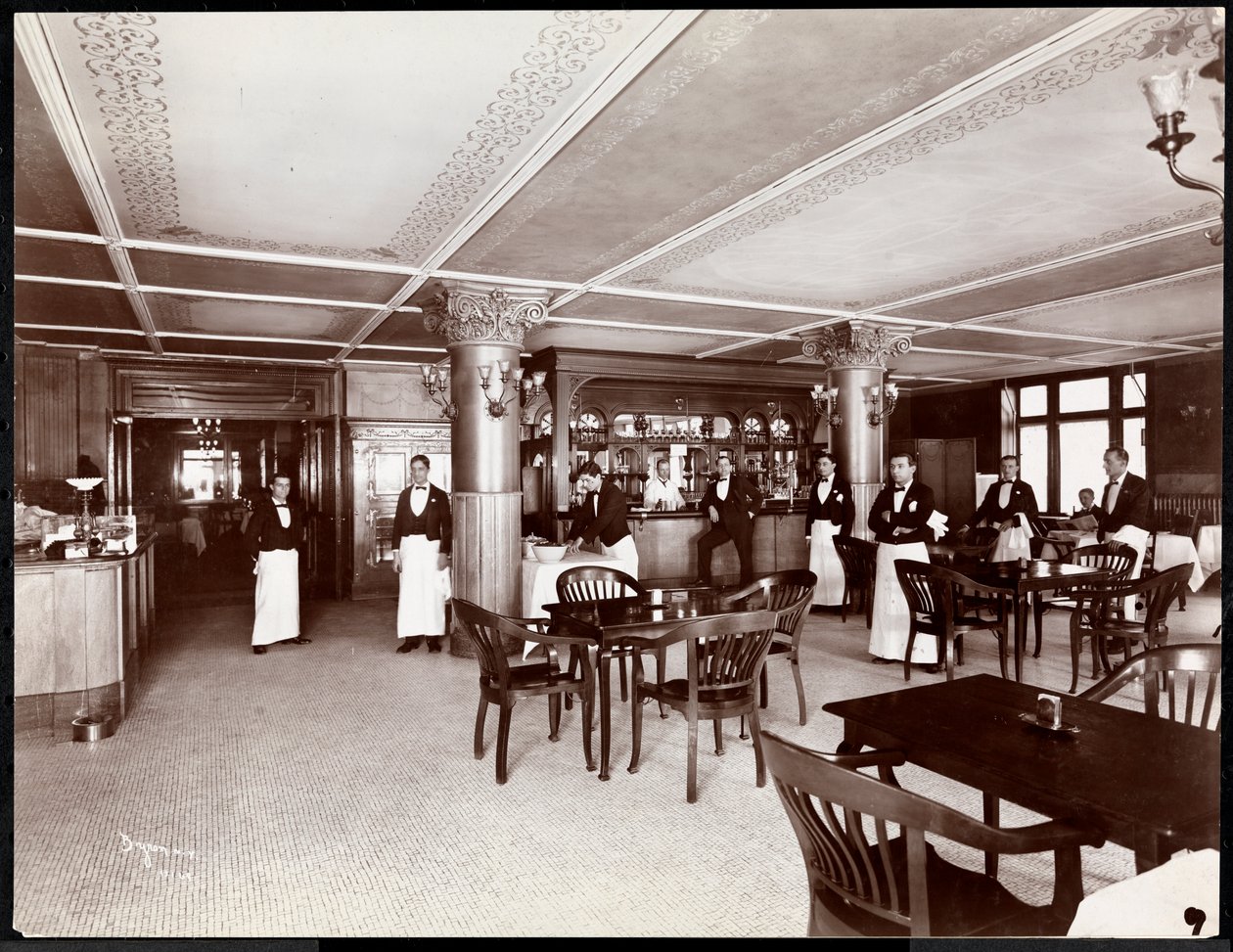 Hotel Majestic'teki Cafe, 1902 (gümüş jelatin baskı) by Byron Company