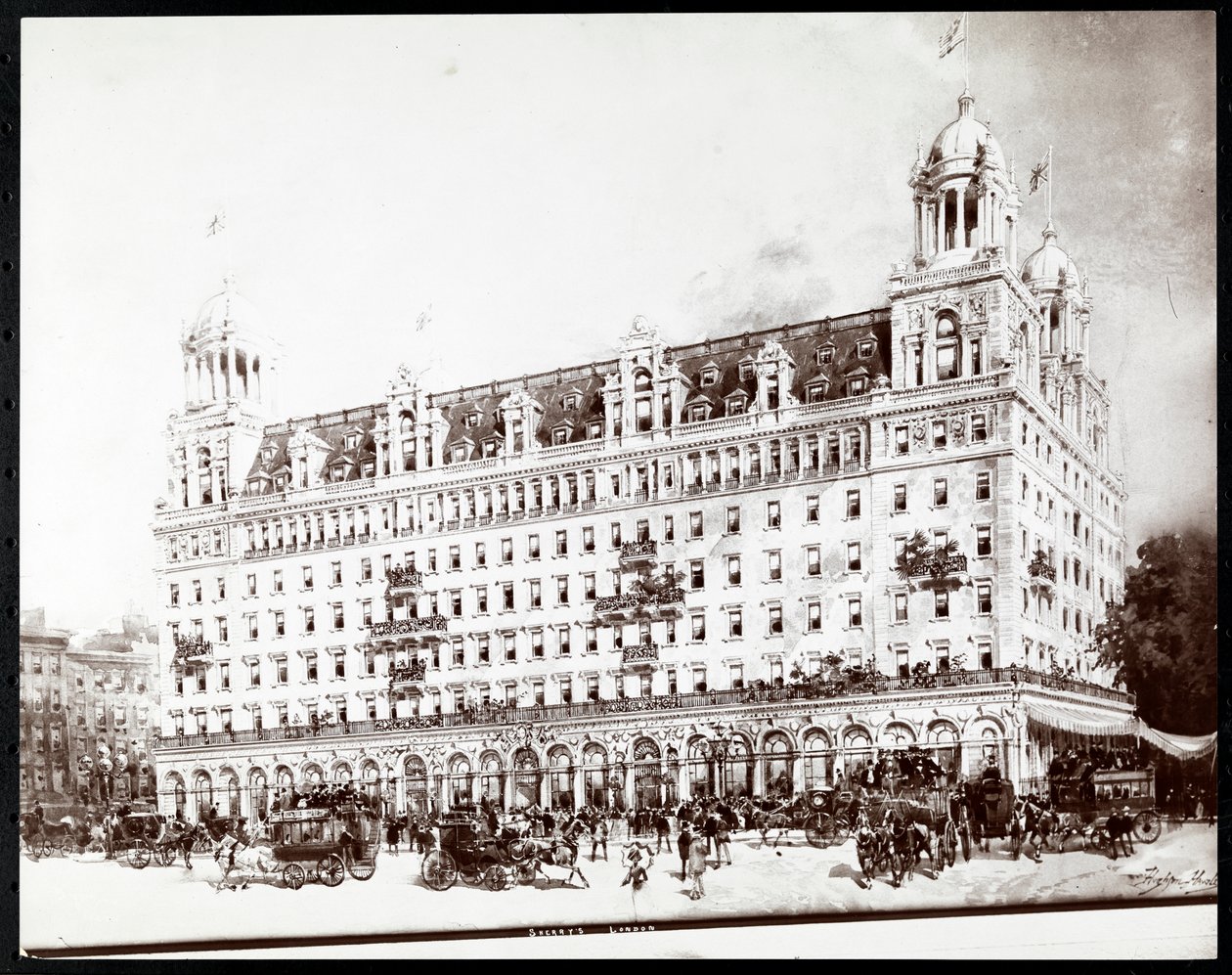 Hughson Frederick Hawley (1850-1936), 1905 (gümüş jelatin baskı) tarafından Sherry's Hotel, Londra'nın bir çiziminin fotoğrafı by Byron Company