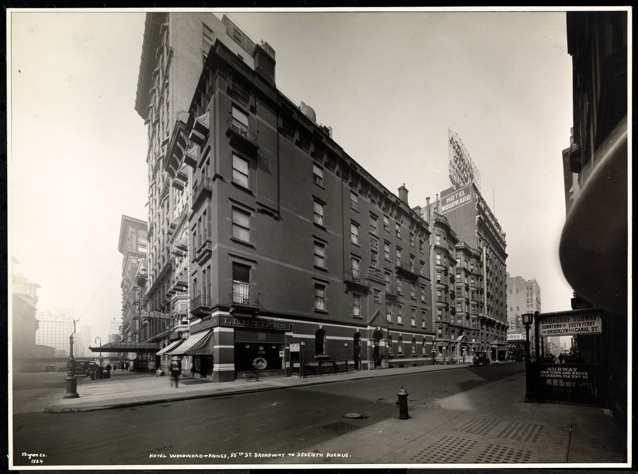 The Hotel Woodward, Broadway ve 55th Street, New York, 1920 (gümüş jelatin baskı) by Byron Company