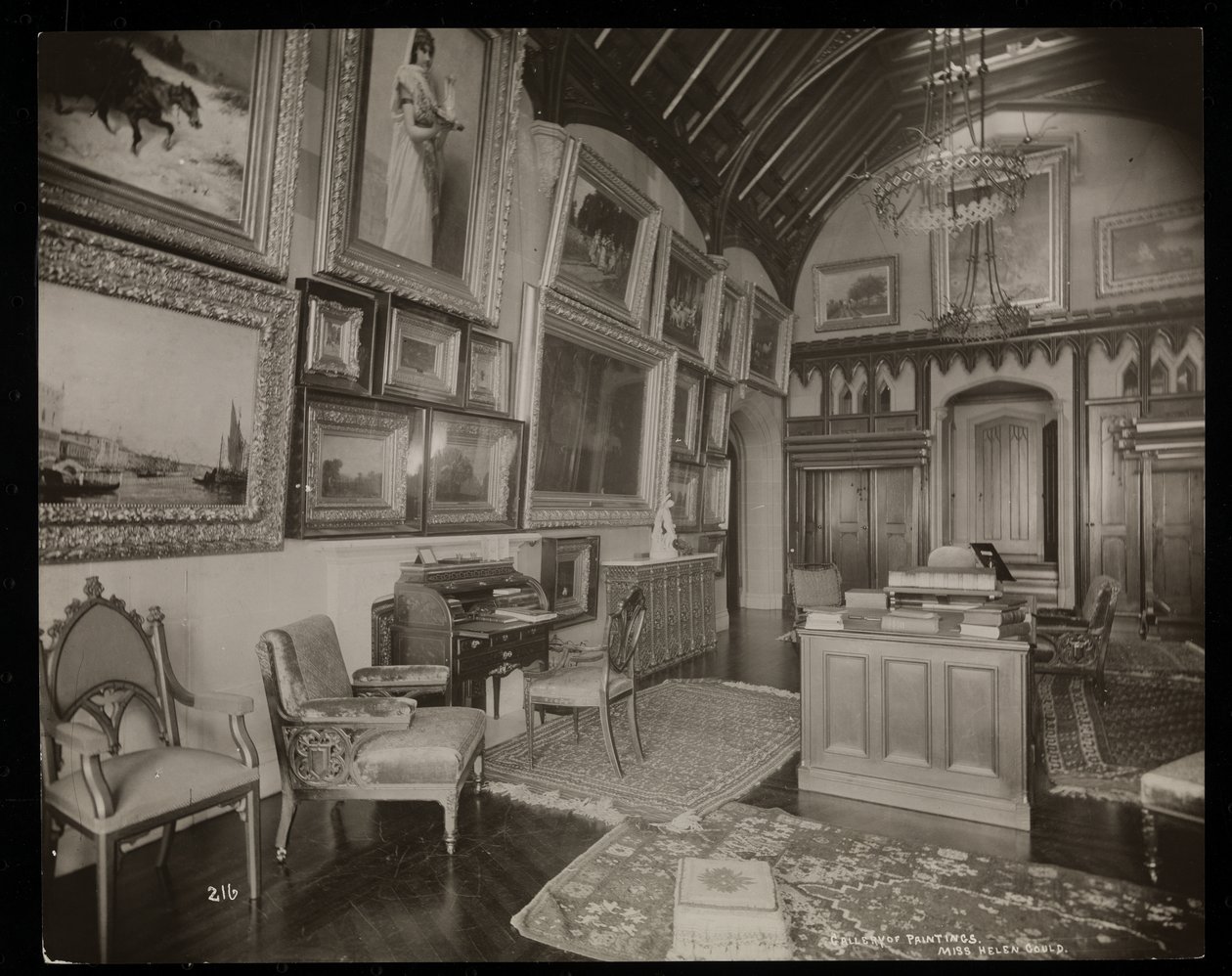 Helen Gould malikanesinin sanat galerisi (geç Jay Gould konutu) Tarrytown, New York, 1893-94 (gümüş jelatin baskı) by Byron Company