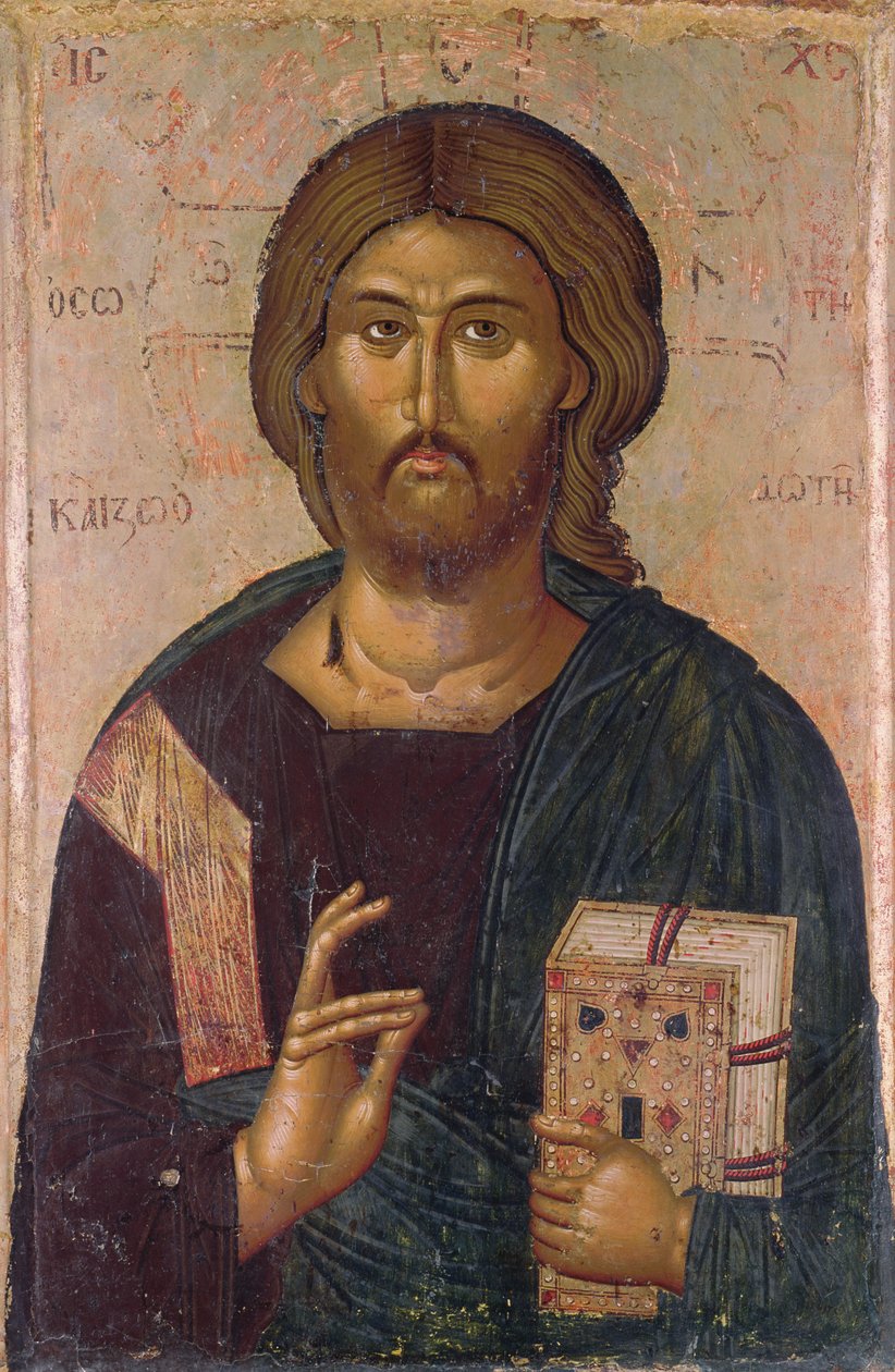 Kurtarıcı İsa, Yaşamın Kaynağı, c.1393-94 (panelde öfke) by Byzantine