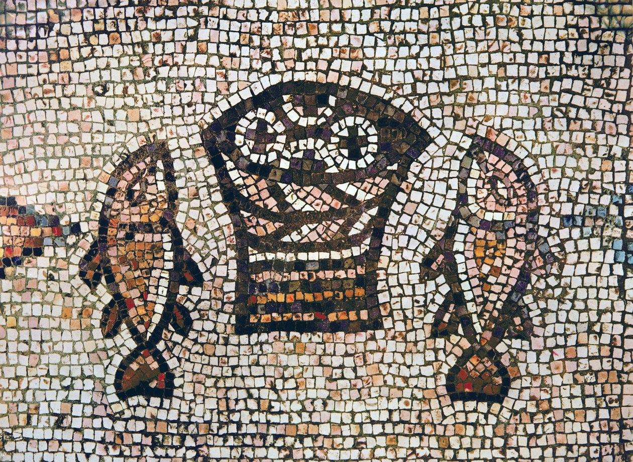 Ekmeğin ve Balıkların Mucizesi, MS 5-6. yy (mozaik) by Byzantine